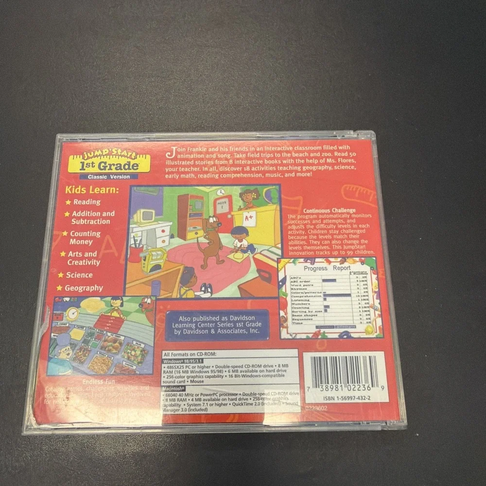 JumpStart 1st Grade Classic Version Ages 5-7 PC Mac CD-ROM 1995 Educational Game